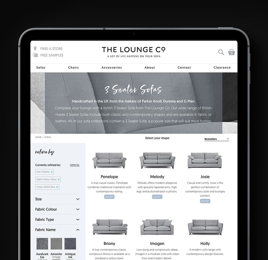Lounge Co on the tablet