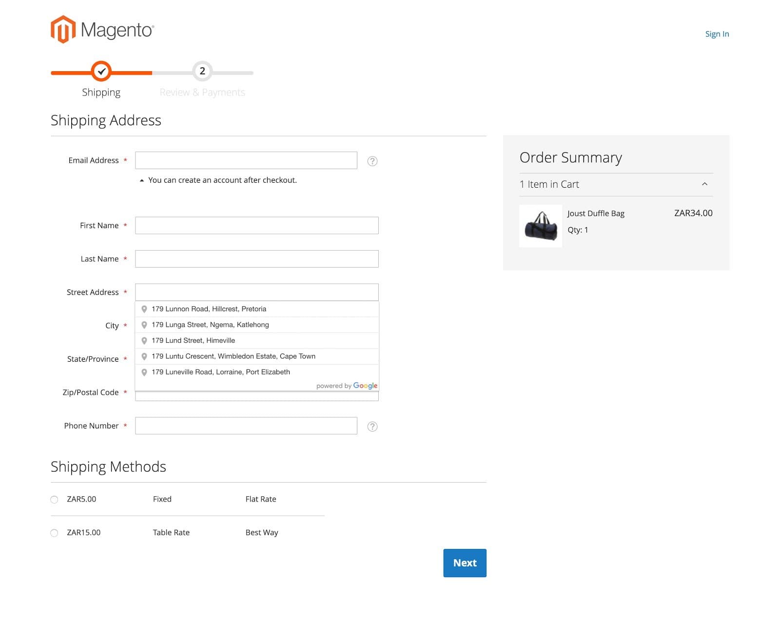 Checkout conversion optimisation