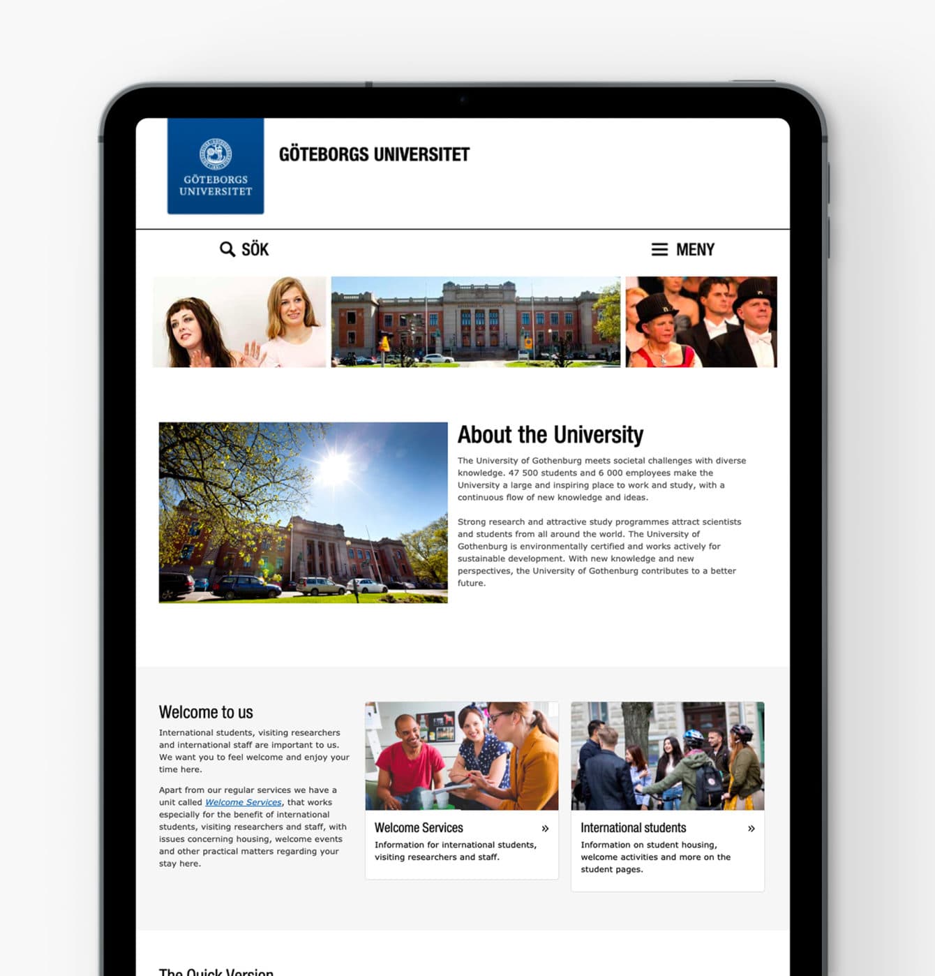 gothenburg university site on ipad