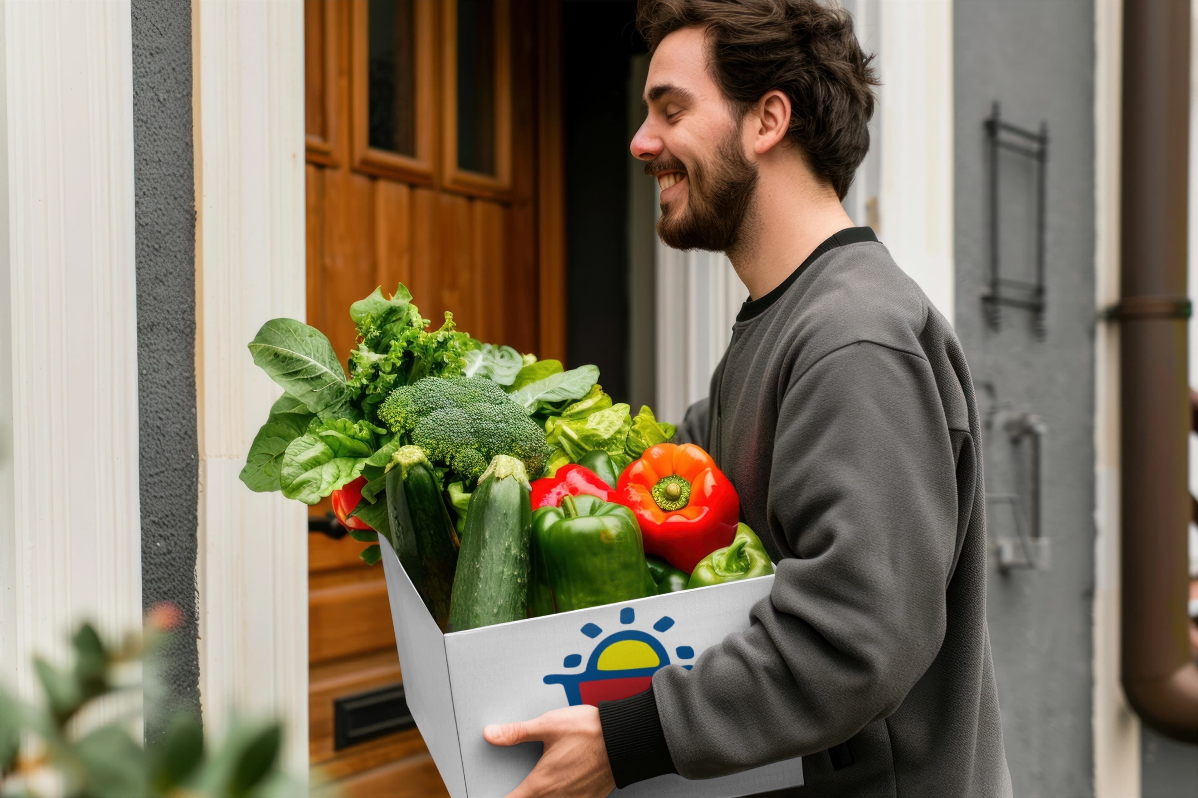 Man holding groceries selver image