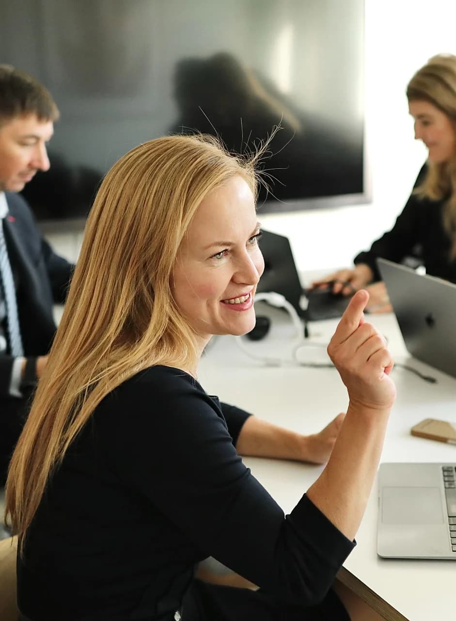 Blonde woman smiling