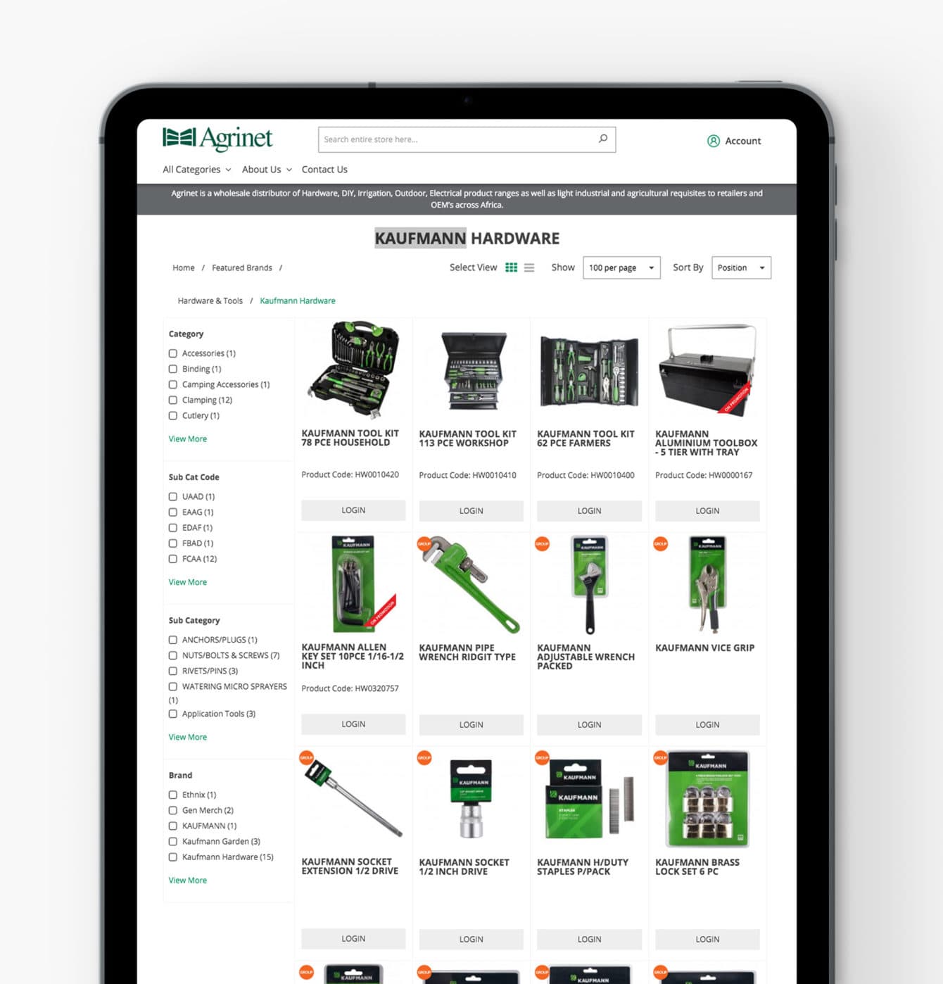 Agrinet Site on the tablet