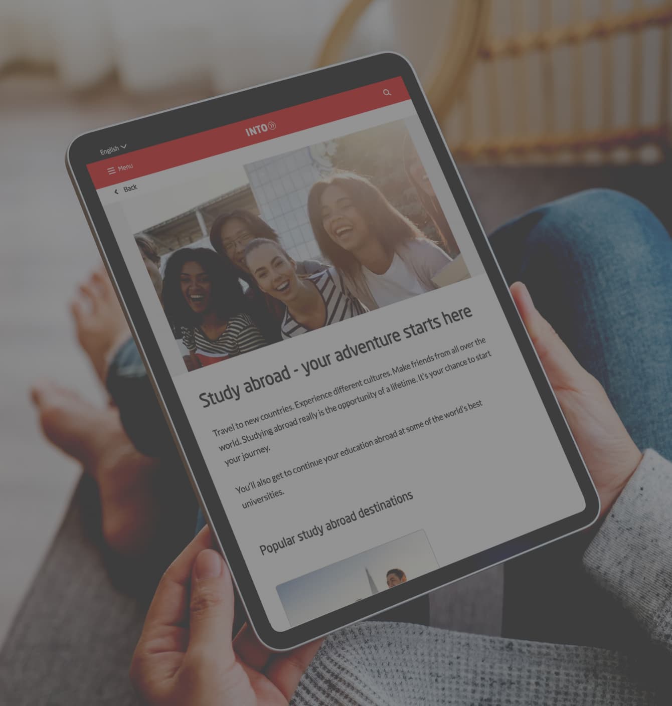 Into University Site on Tablet