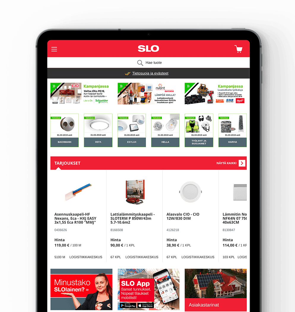 slo website on the tablet