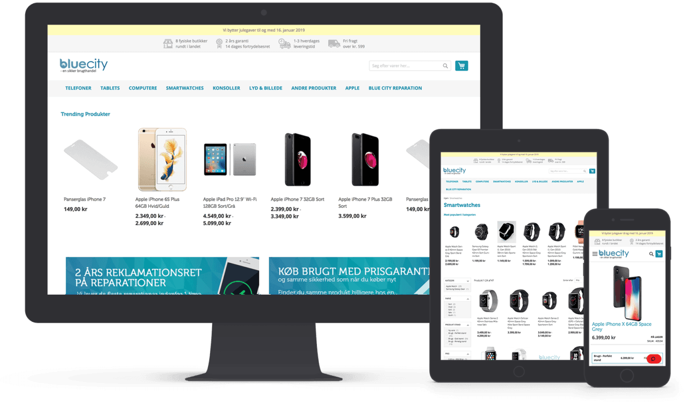 Blue City site on different devices