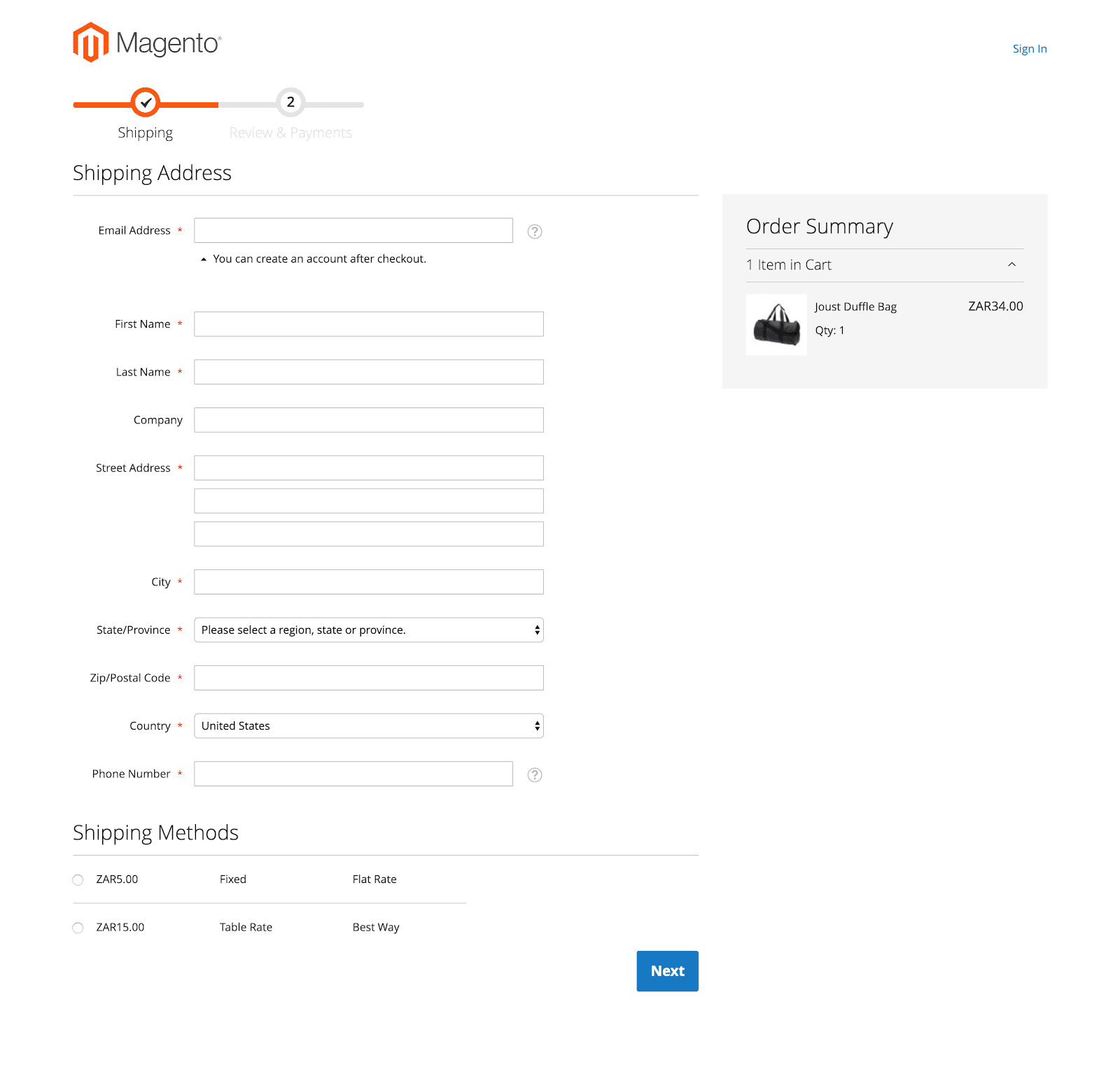 Checkout conversion optimisation