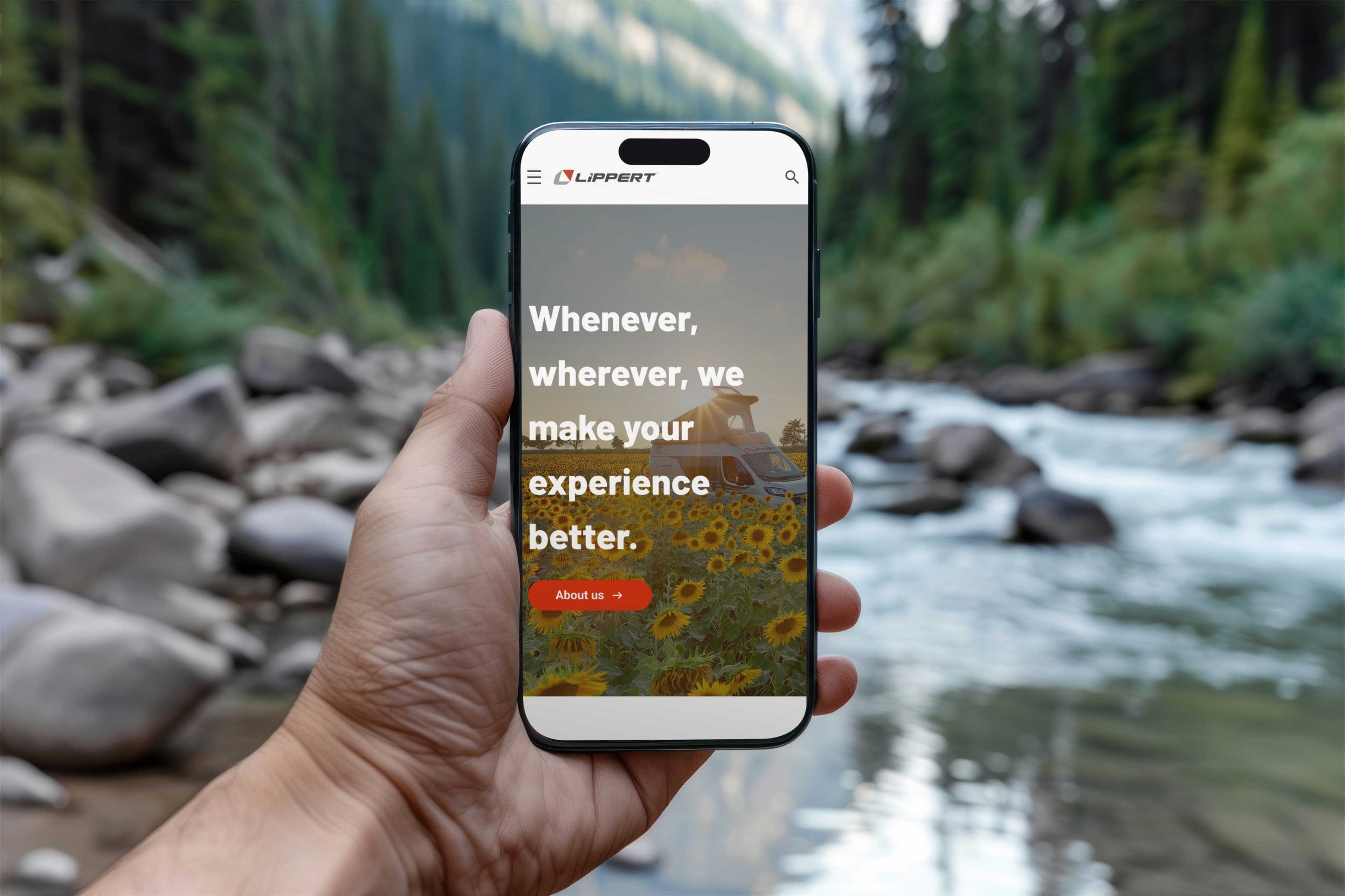 Lippert corporate hand holding phone