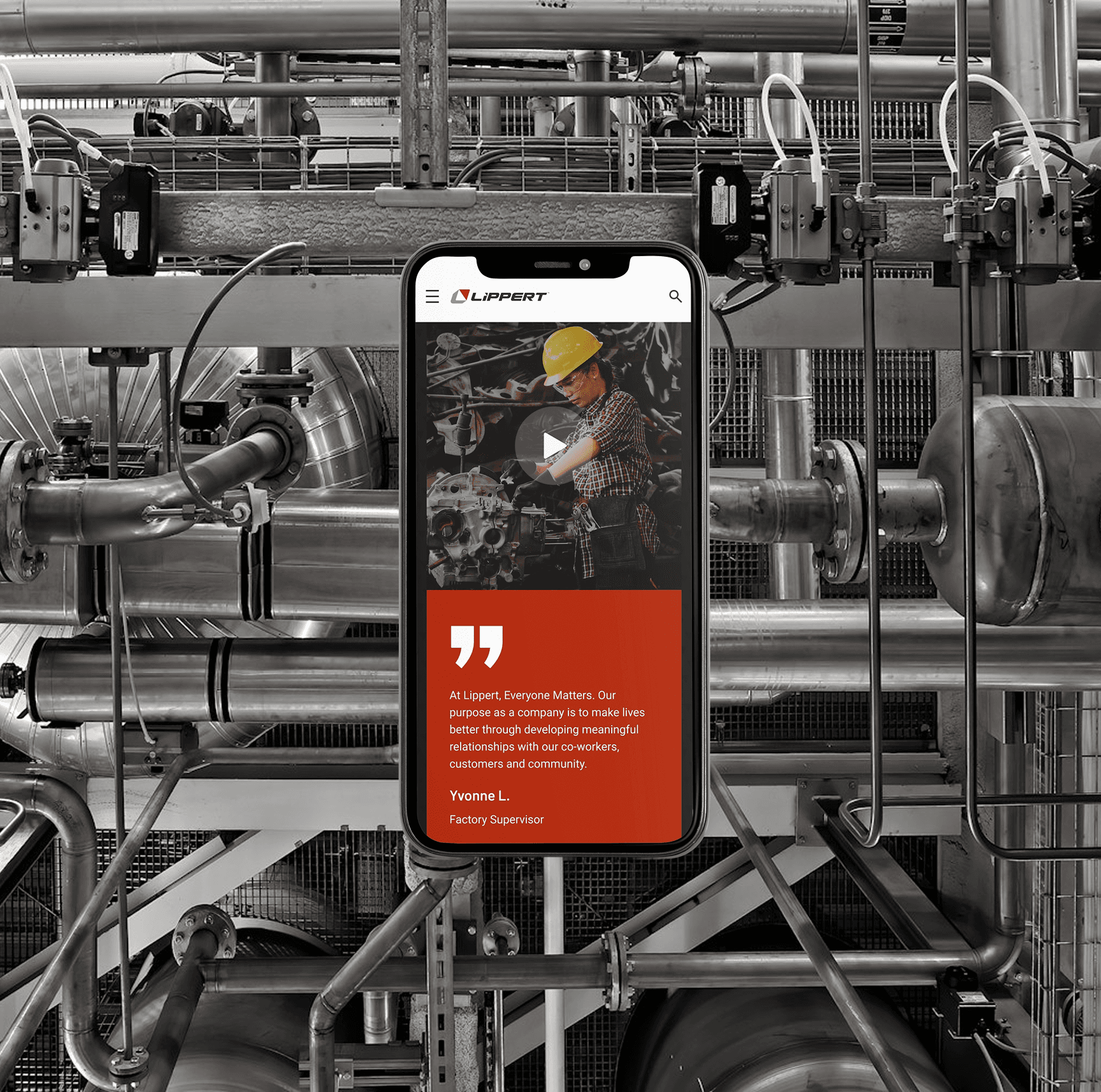 Lippert corporate image phone against b&w background