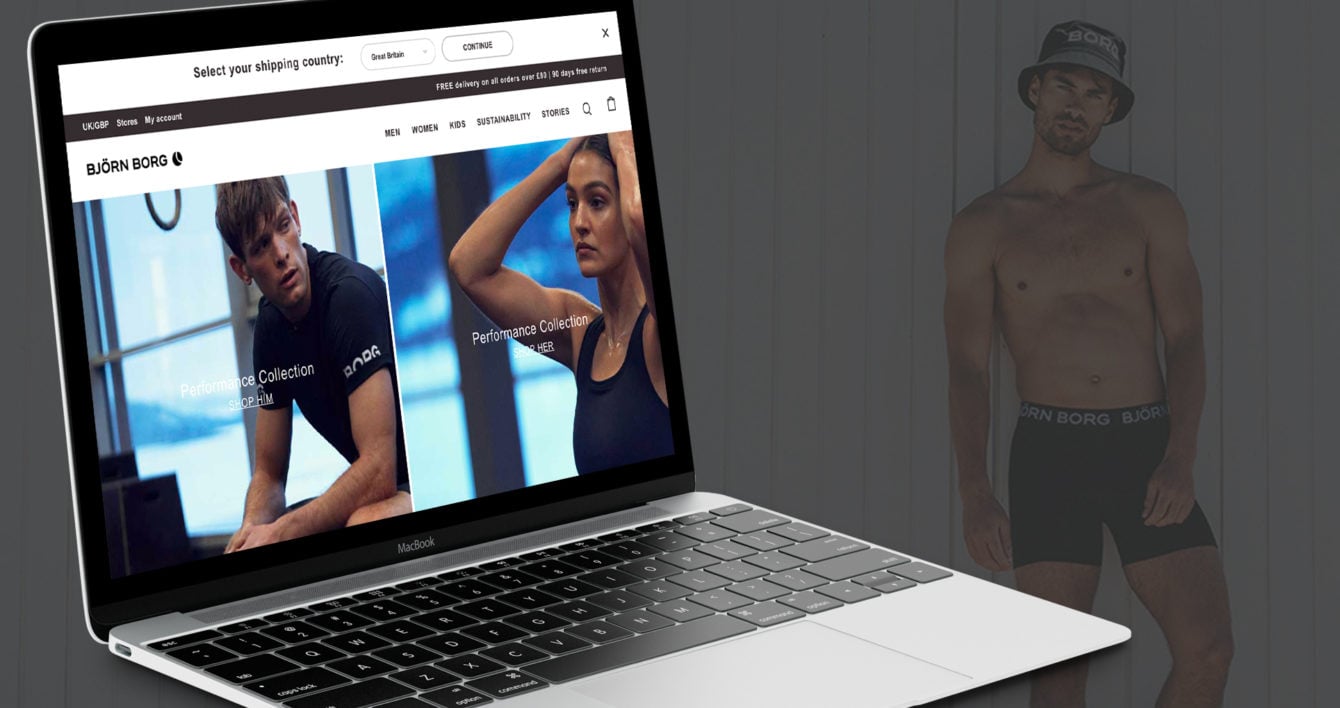BIld av Björn Borgs e-handel på en macbook-skärm