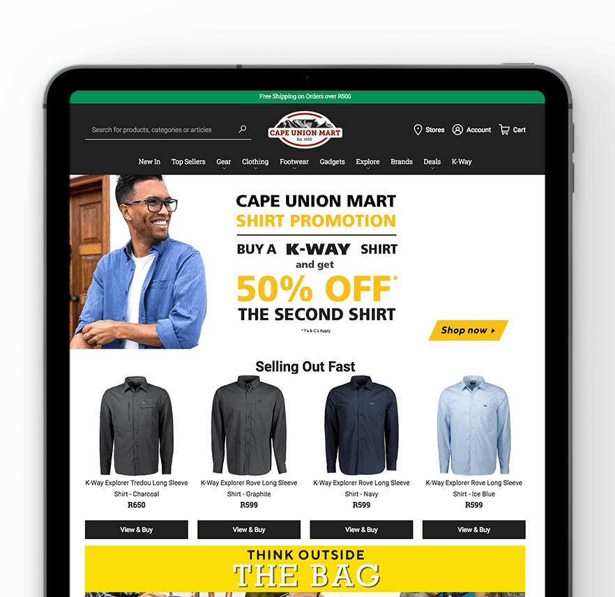 Cape Union Mart & Vaimo eCommerce Magento site