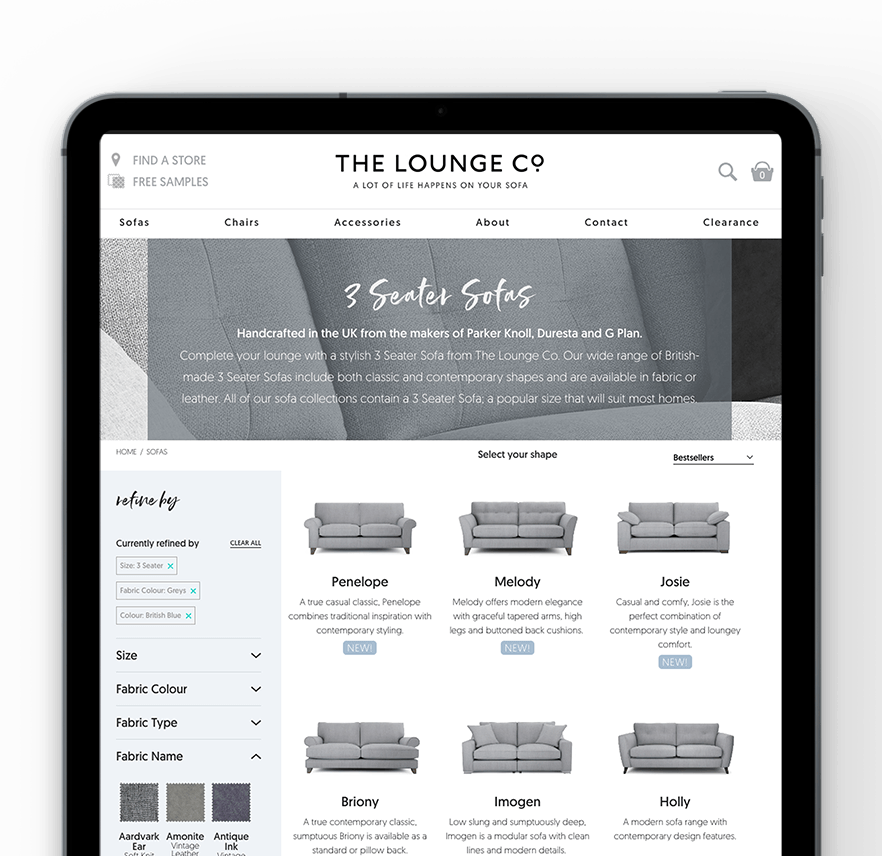 The LoungeCo eCommerce site