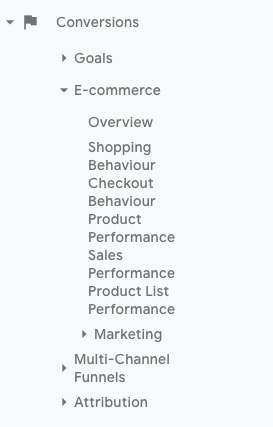 google analytics enhanced e-commerce drop down menu