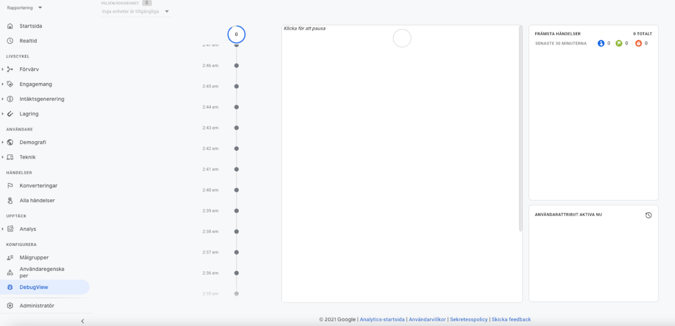 Google Analytics 4 (GA4) debugview