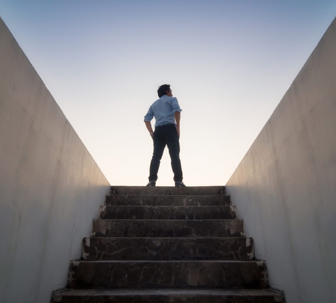 man on the stairs