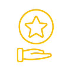 CMS Support and Maintenance Icon with hand holding a star
