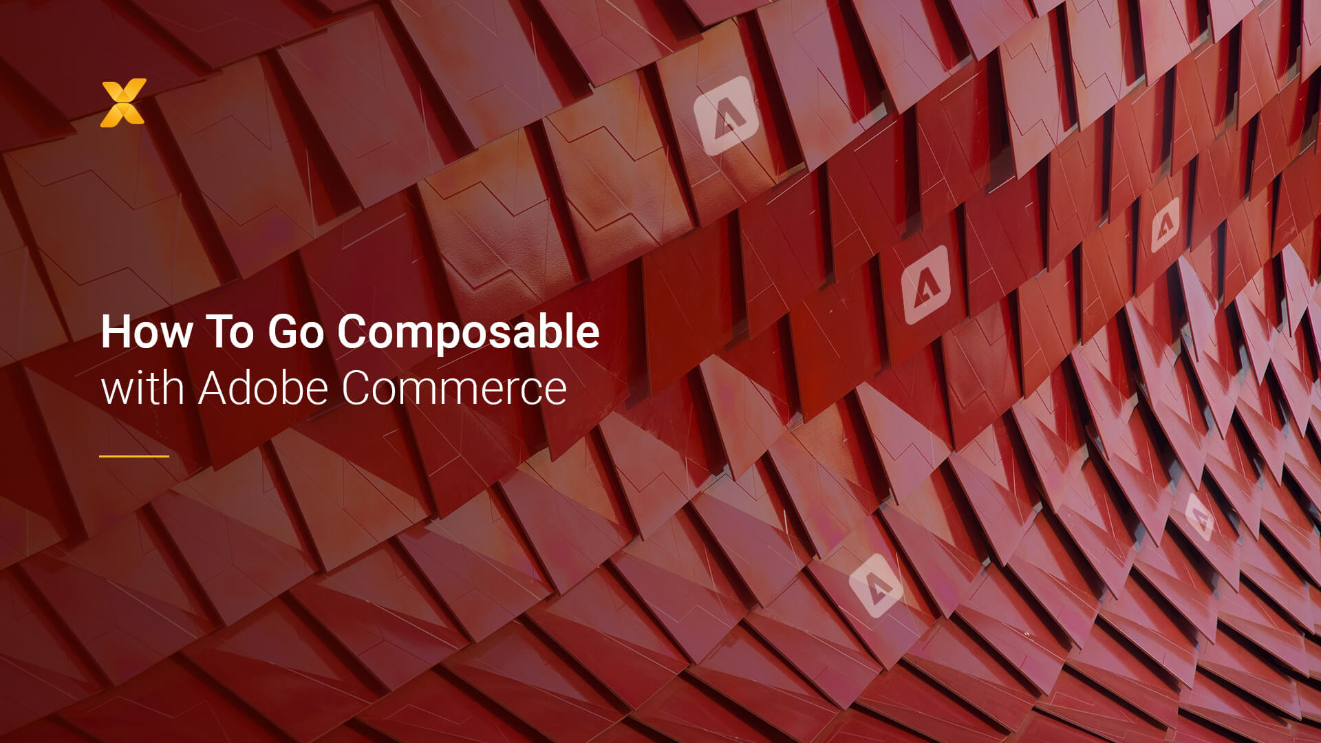 Abstract image with tite "How To Go Composable with Adobe Commerce."