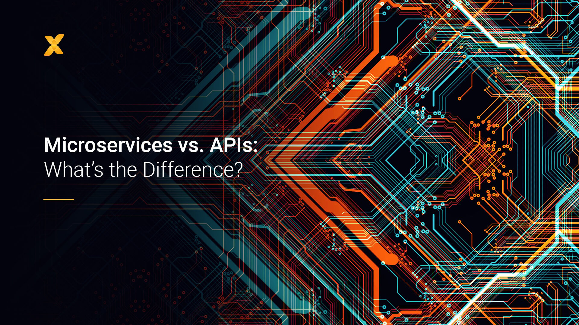 Vaimo's abstract image displays the text "Microservices vs. APIs: What's the Difference?"