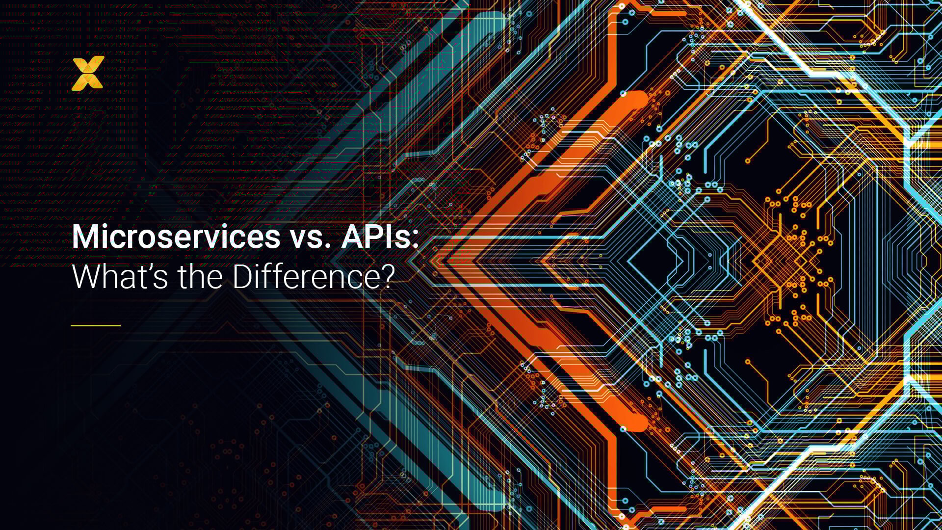 Vaimo's abstract image displays the text "Microservices vs. APIs: What's the Difference?"