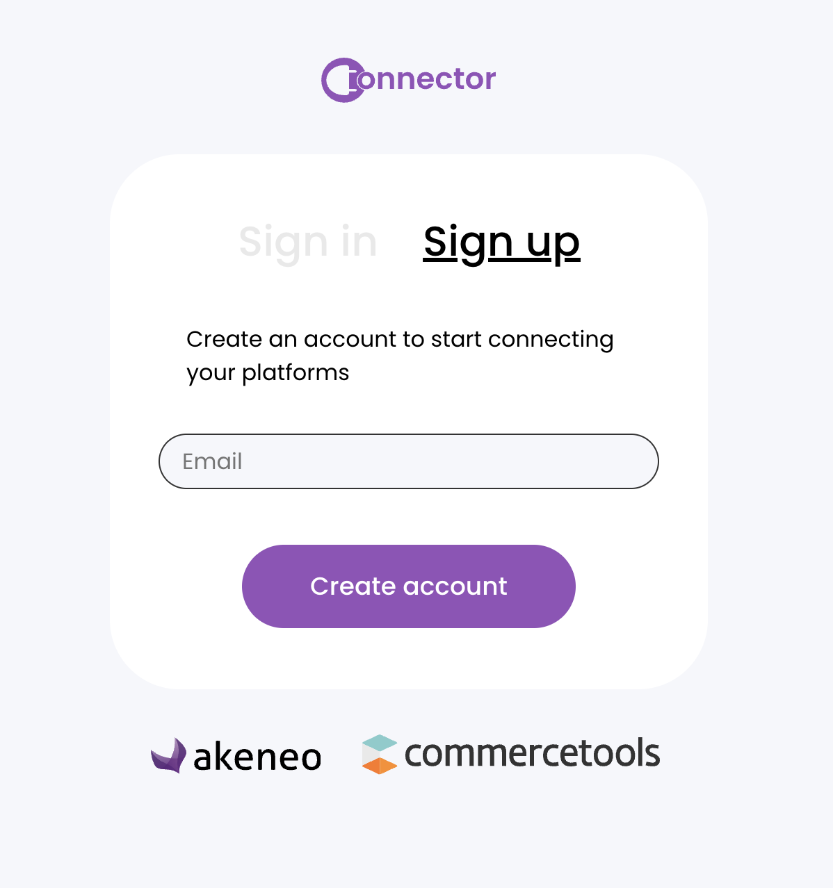 Akeneo - Commercetools sign up page screenshot