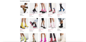 Personalization and customization illustrated through Asos' website's related products feature