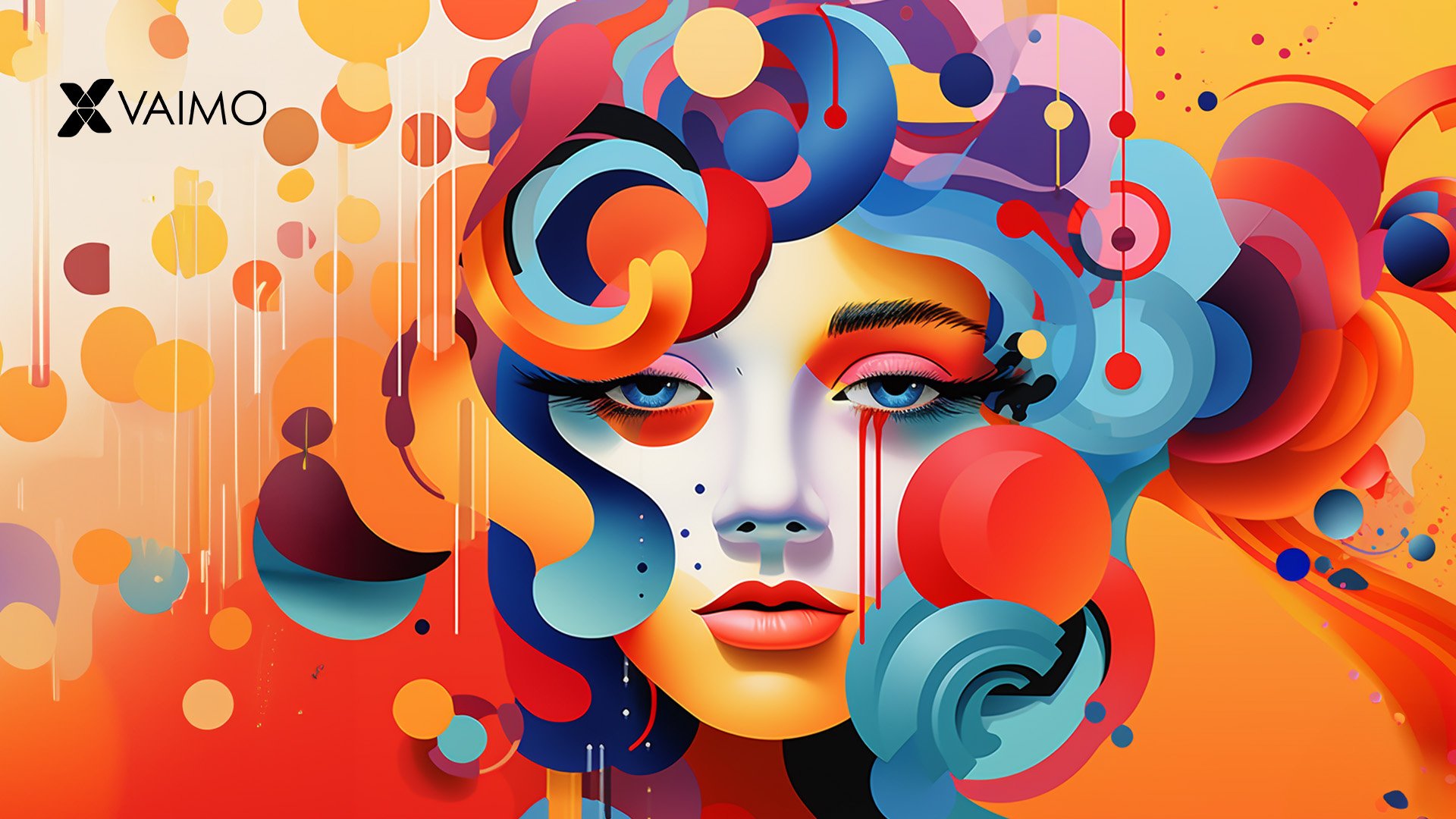 Abstract and colorful image showcasing woman's face