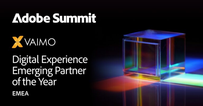 Vaimo header image for Adobe's 2023 Digital Experience Emerging Partner award