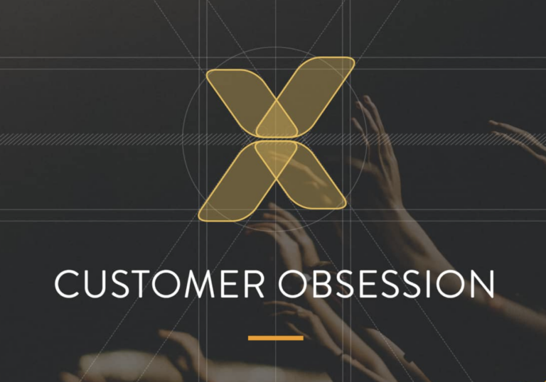 Abstract image with words "customer obsession"
