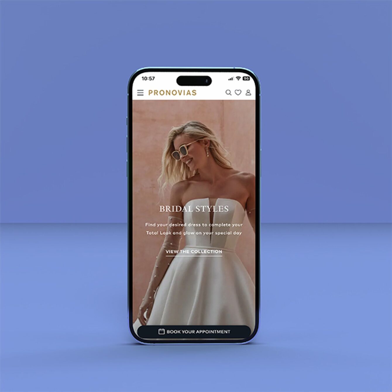 Pronovias image of bridal wear on phone