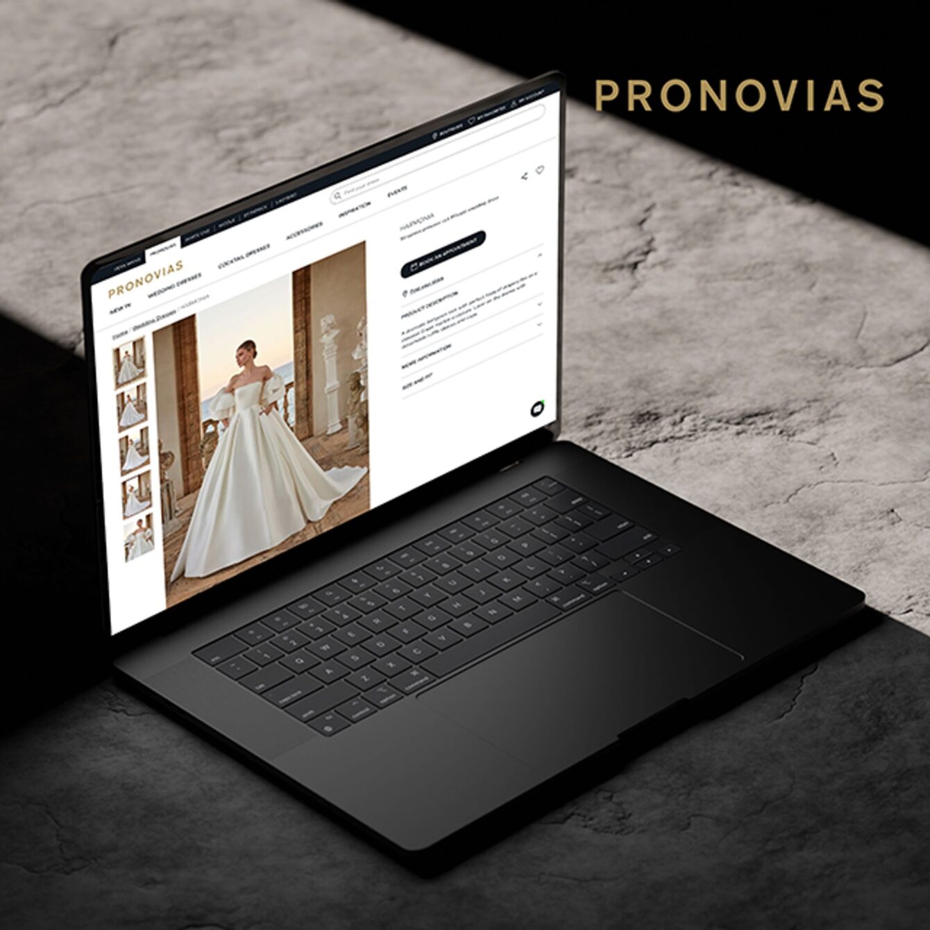 Pronovias website in a computer