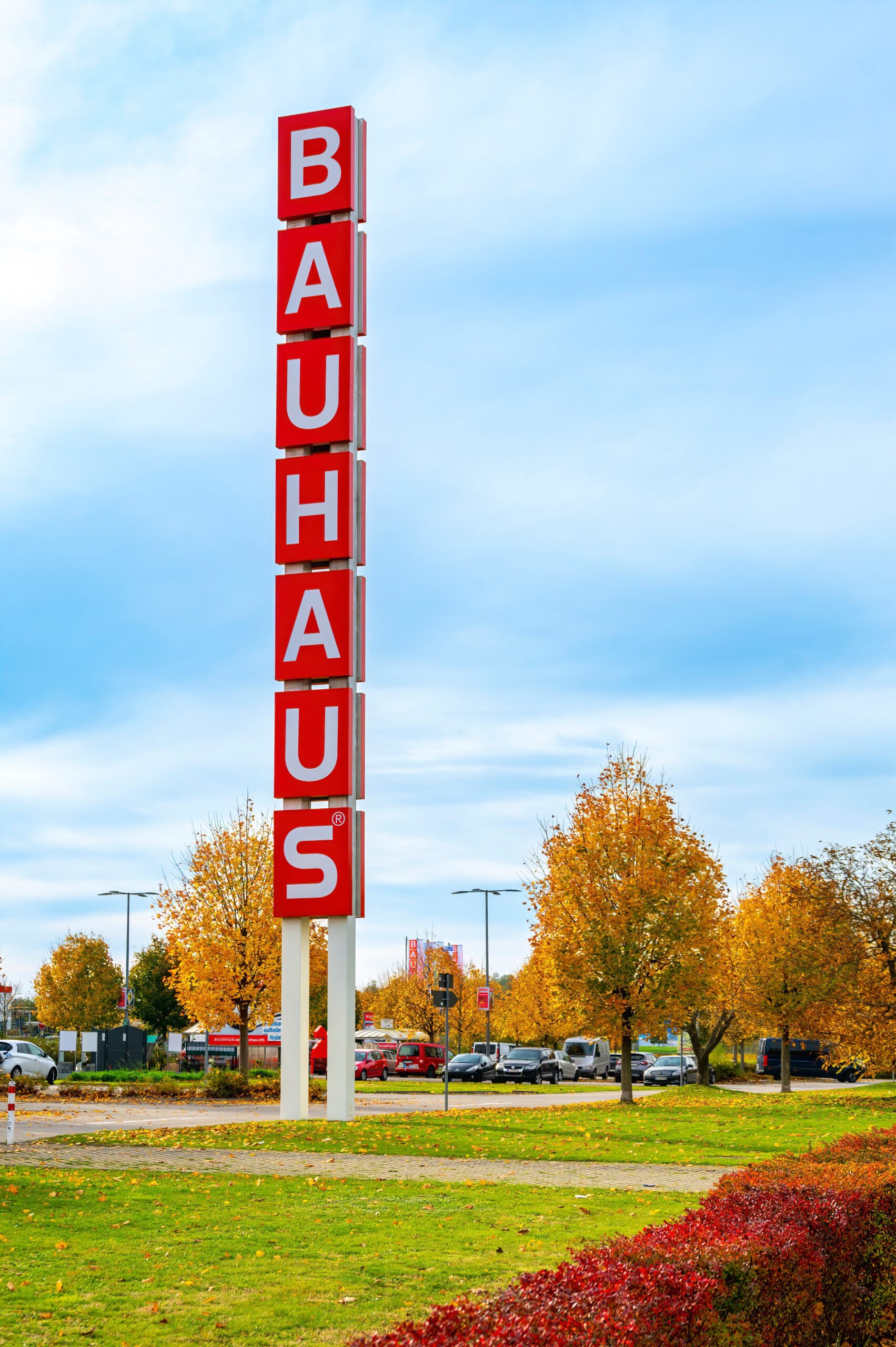 Image of BAUHAUS sign outside of a BAUHAUS store