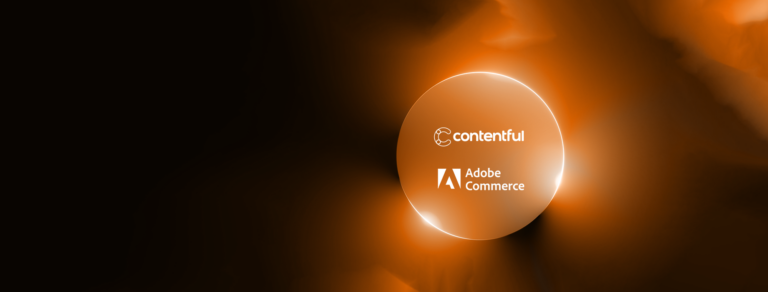 Contentful and Adobe Commerce logos against abstract background