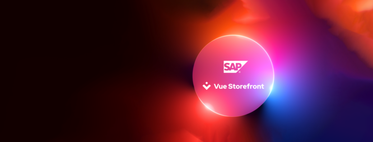 Abstract image with Vue Storefront and SAP logos