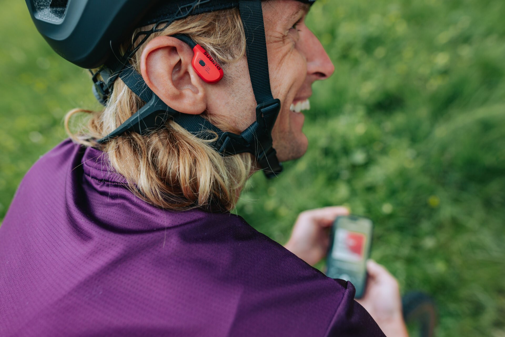 Cyclist wearing Suunto sports watch