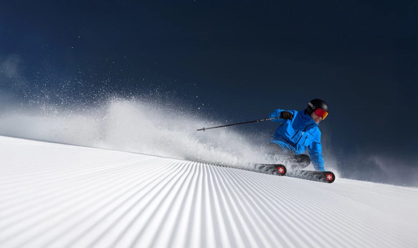 Man skiing with Stöckli skis