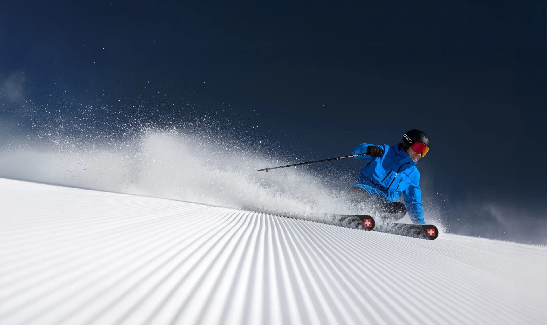 Man skiing with Stöckli skis