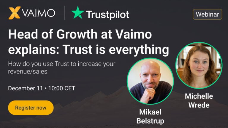 Promo image for joint webinar with Vaimo and Trustpilot