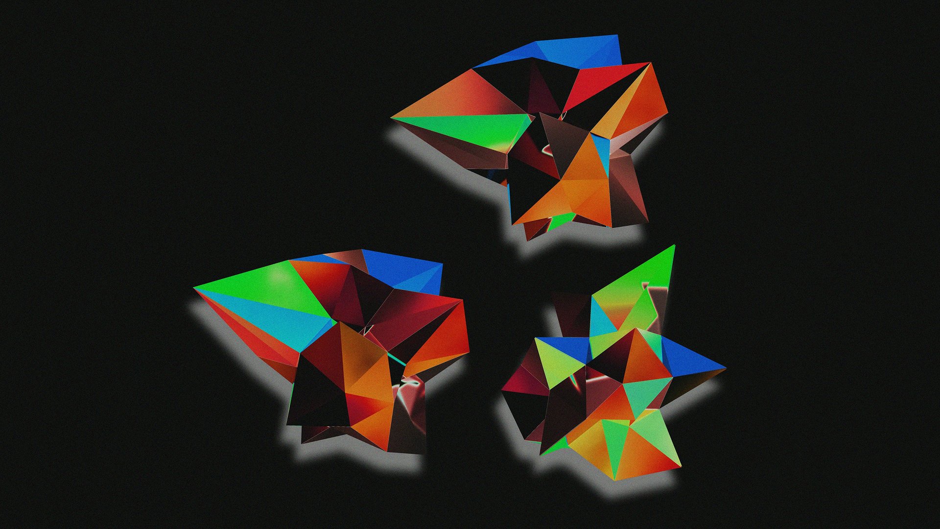 Abstract image with prismatic colors against black background, maybe a face