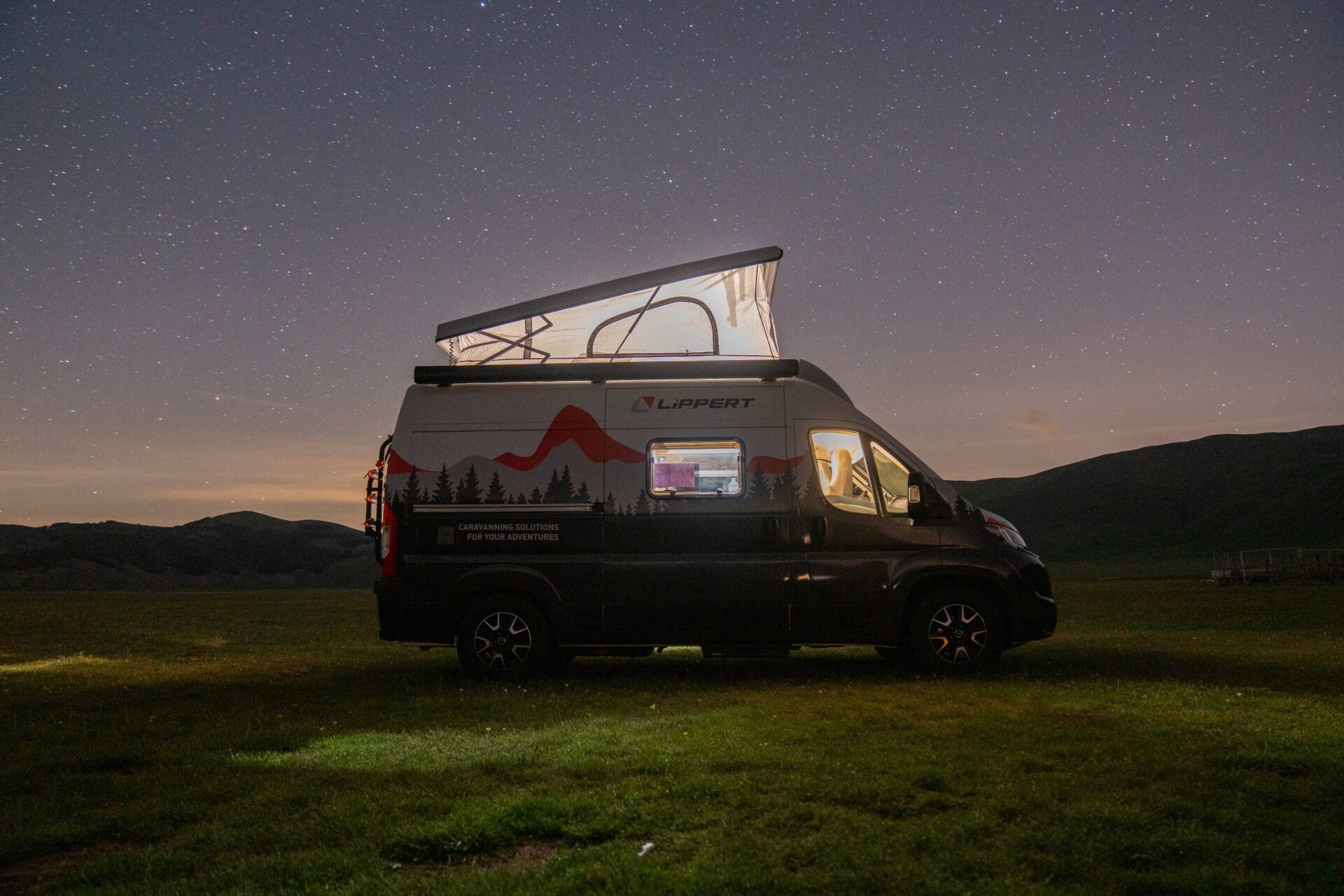 lippert campervan, nighttime